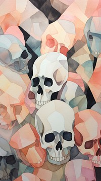 Skulls painting collage art.
