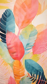 Tropical leaves abstract painting art.