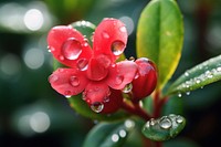 Water droplet on bearberry nature flower outdoors.