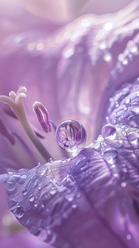 Water droplet on bellflower blossom purple petal.