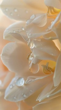 Water droplet on tuberose flower petal medication.