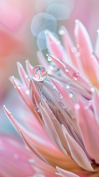 Water droplet on protea flower petal plant.