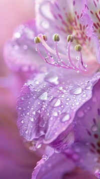 Water droplets on spring flower blossom purple.