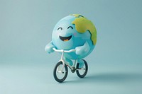 Earth character bicycle vehicle cycling.