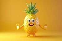 Pineapple character cartoon fruit plant.