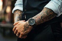 Hand wristwatch fashion tattoo.