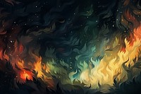 Torchlight in dark forest backgrounds abstract pattern.