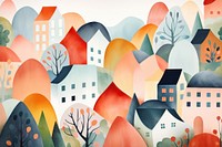 Scandinavian village backgrounds painting pattern.