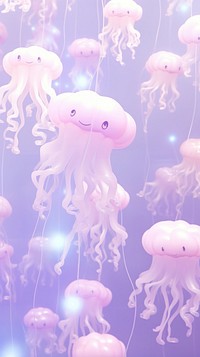 Purple jellyfish cartoon animal invertebrate.