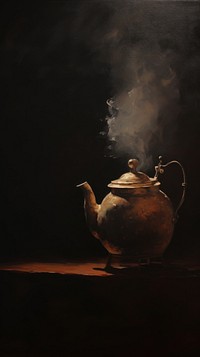 Acrylic paint of teapot art refreshment porcelain.