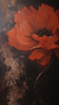 Acrylic paint of poppy art painting flower.