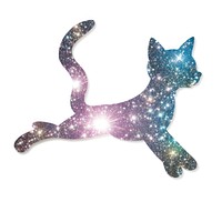 Glitter jumping cat icon shape white background constellation.