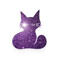 Glitter purple cat icon animal mammal pet.