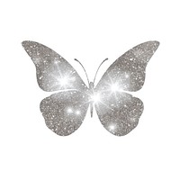 Glitter silver butterfly icon white white background accessories.