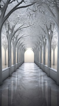 Grey tone wallpaper hallway architecture building corridor.