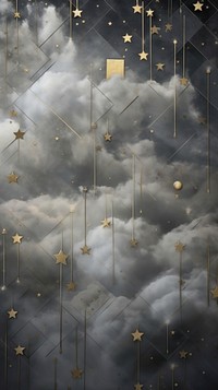 Grey tone wallpaper heavenly cloud nature star gold.