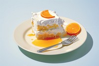 Dessert cream plate cake.
