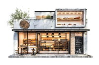 Architecture illustration bakery shop food blackboard freshness.
