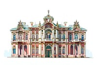 Architecture illustration baroque architecture building mansion palace.