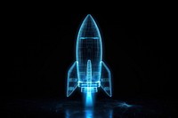 Glowing wireframe of rocket futuristic vehicle light.