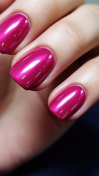 Hot pink nail cosmetics hand.