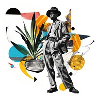 Paper collage of black farmer art poster adult.