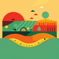 Illustration of a countryside outdoors painting graphics.