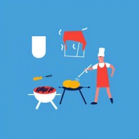 Illustration of a barbecue cartoon person human.