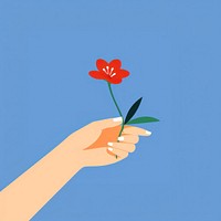 Illustration of a hand hold a flower person petal plant.