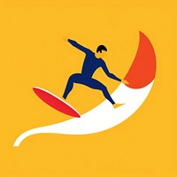 Illustration of a surfing cartoon sports person.