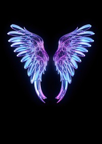 Neon angel wings light illuminated accessories.