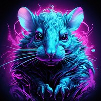 Neon rat animal mammal purple.