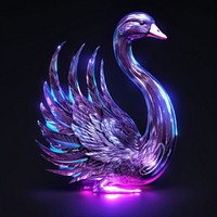 Neon swan animal purple light.