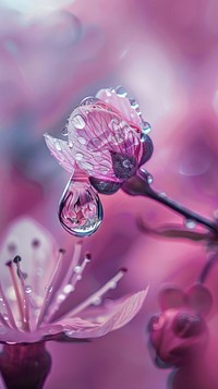 Sakura with water droplet outdoors blossom nature.