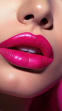 Shock pink lipstick skin perfection.