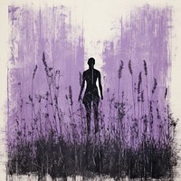 Lavender silhouette painting nature.
