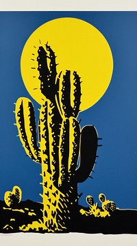 Cactus yellow plant blue.
