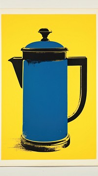Coffee pot yellow blue refreshment.