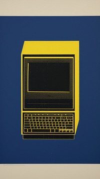 Computer laptop yellow screen.