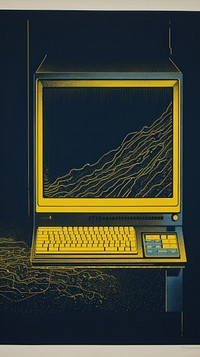 Computer laptop yellow screen.