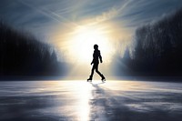 Ice skating silhouette footwear sports.
