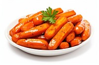 Honey glazed baby carrots vegetable plant food.