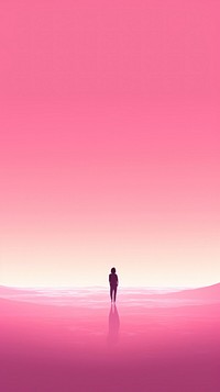 Pink standing horizon walking.