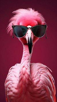 Pink sunglasses flamingo animal.