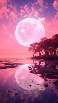 Pink moon astronomy outdoors.