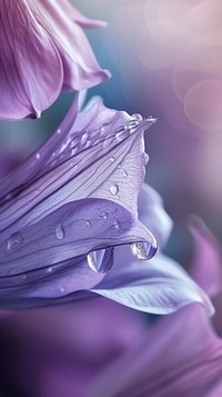Water droplet on bellflower nature purple petal.