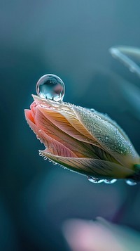 Water droplet on bud animal flower petal.