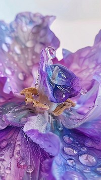 Water droplet on larkspur flower jewelry purple.