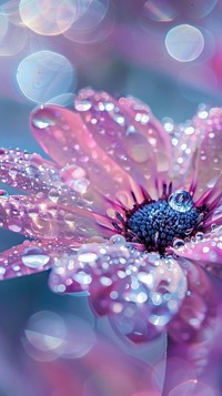 Water droplets on love flower outdoors petal.