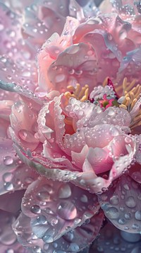 Water droplets on peony flower nature petal.